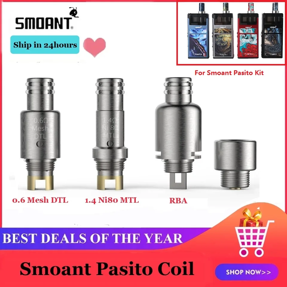 Smoant Pasito Coil DTL Mesh 0.6ohm MTL Ni-80 1.4ohm RBA аксессуары для аккумулятора с одной катушкой |