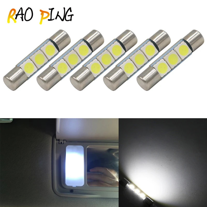 5 шт. автомобисветодиодный светодиодные лампы 3SMD 29 мм|car fuse led|car lightbulb led |