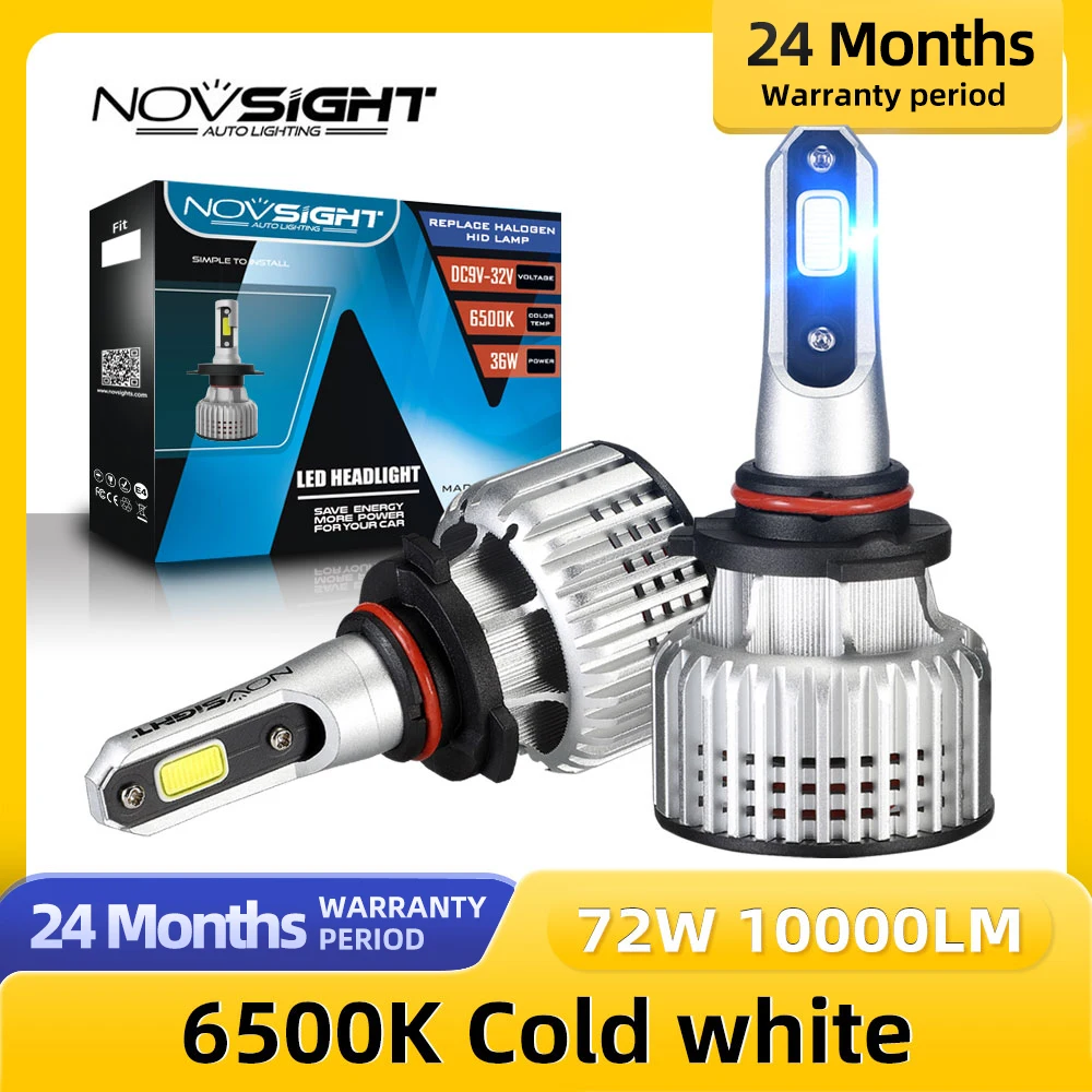 Светодиодные Автомобильные лампы NOVSIGHT H7 6500K 72 Вт 9005 лм пара H4 H11 H1 H13 9006 9007 H3