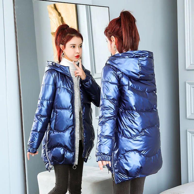 

Женская Стеганая куртка средней и длины, Корейская свободная зимняя новая пуховая стеганая куртка с хлопковым наполнителем, утепленная хло...