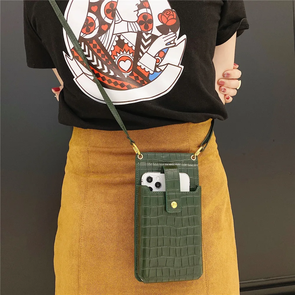 

Luxury multifunctional Bag crocodile pattern 4.0~6.7 size universal mobile wallet Mirror Phone Case For Samsung S20 FE iPhone 12