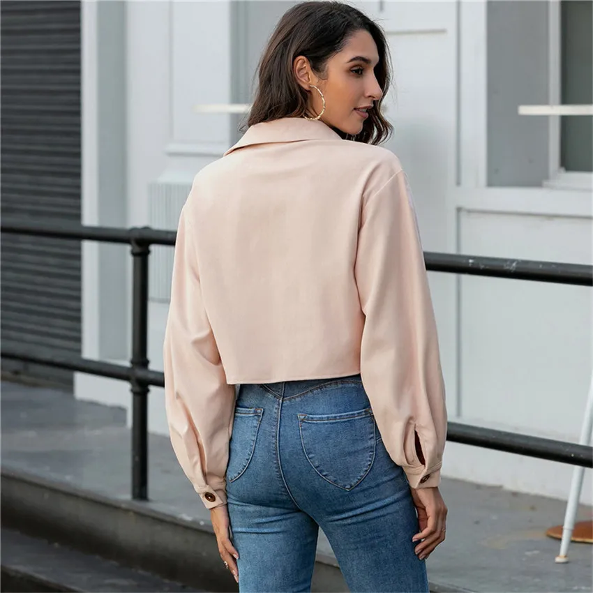 

Leisure Short Jacket Women Pink Coat Ladies Single Breased Jacket Female Jacket Autumn New Solid Color Slim Womens Windbreakers