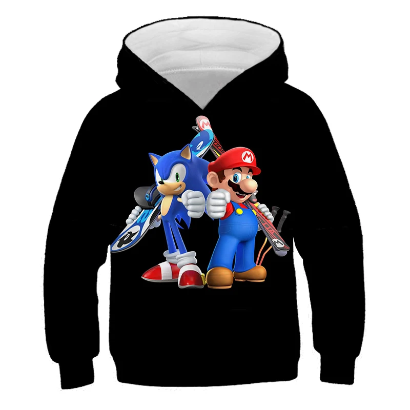 

4-14 Y Kids Cartoon Hoodie Sonic Hoodies Kids Print Sweatshirts Boys Sweater 3D Colorful Cosplay Costume Tops Girls Outfits