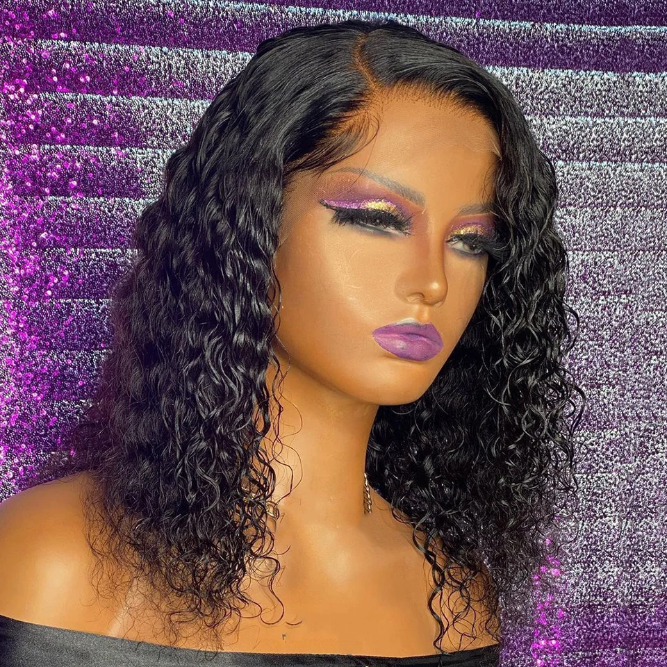 

150% Curly Bob Wig 13x4 Lace Front Human Hair Wigs For Women With Natural Hairline Glueless Brazilian Remy lace wig