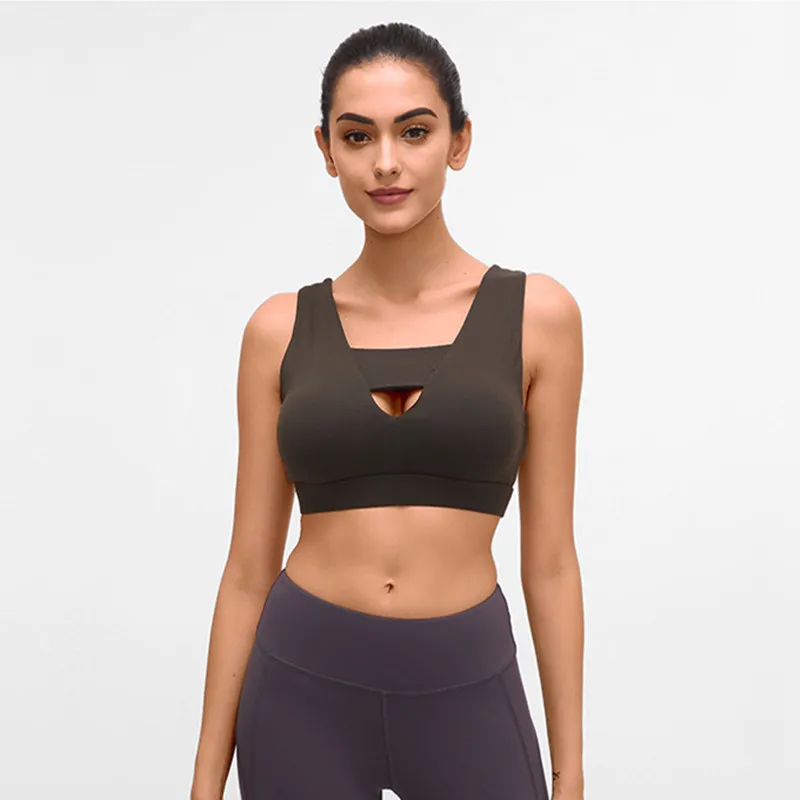 New Shockproof Sports Bra Women Gym Fitness Push Up Bras Deep V sexy hollow Yoga Bra Back Cross Ladies Run Bras fitness Top