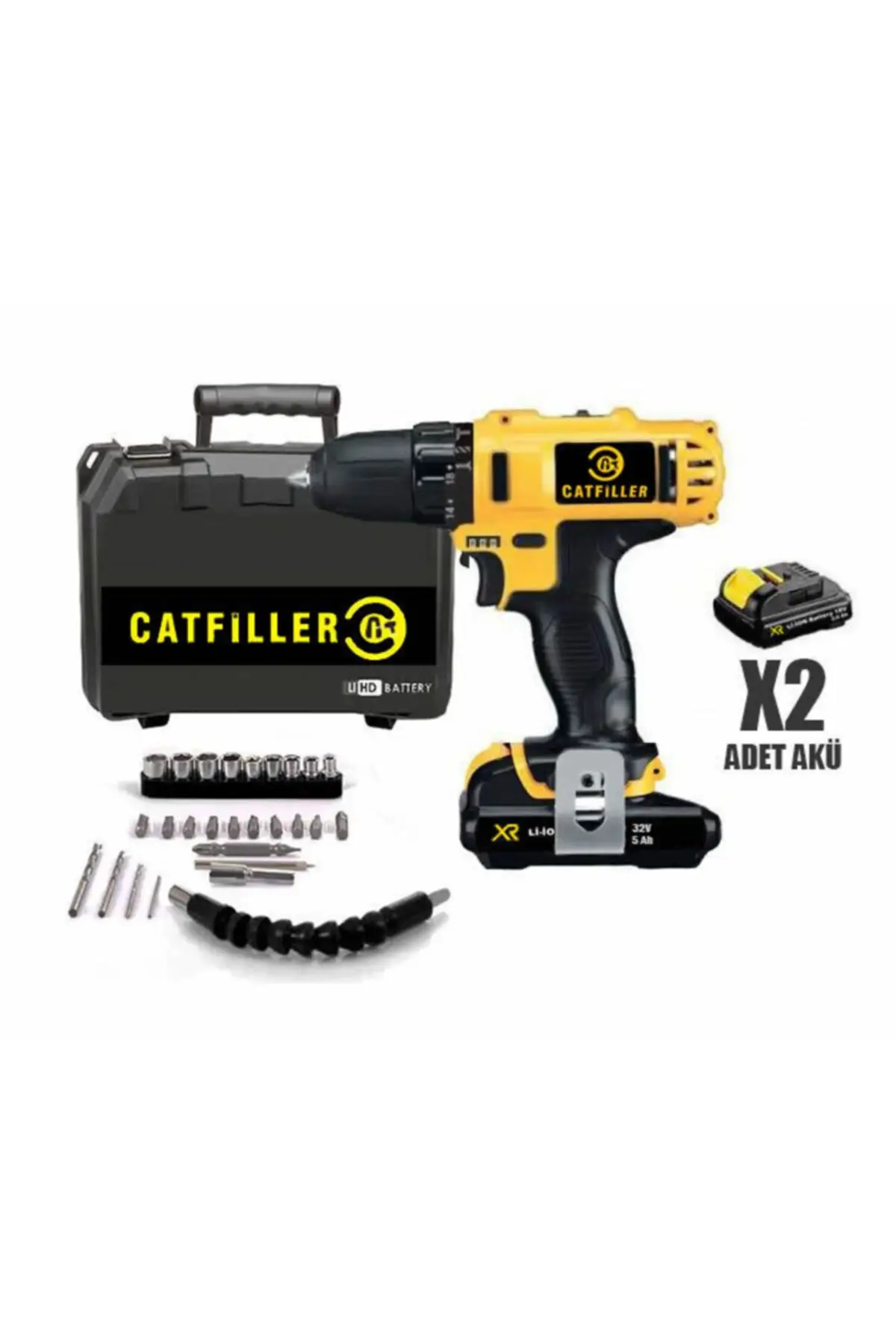 

Pro 32V 5Ah Dual Cordless Metal Gear Gearbox Percussion Rechargeable Screwing Matkap-28 Piece End Set