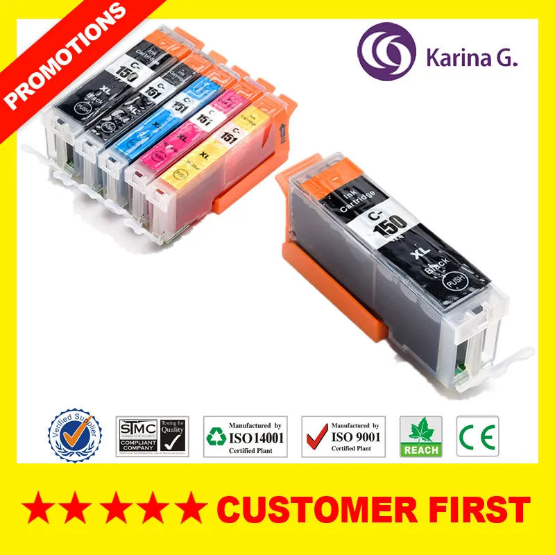 Совместимый для PGI-150 CLI-151 PGI150 PGI 150 чернильные картриджи для Canon PIXMA MG5410/MG5510/MG5610/MG6310/MG6410/MG6610 и т. Д - Цвет: 1Set Plus 1Big BK