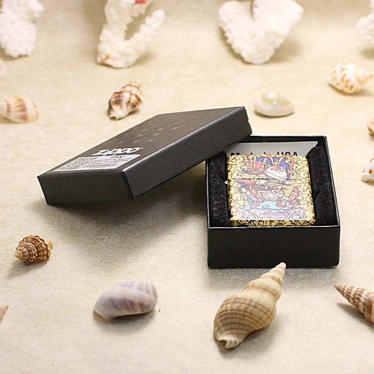 

Genuine Zippo oil lighter copper windproof True Lord Erlangzhenjun carving cigarette Kerosene lighters anti-counterfeiting code