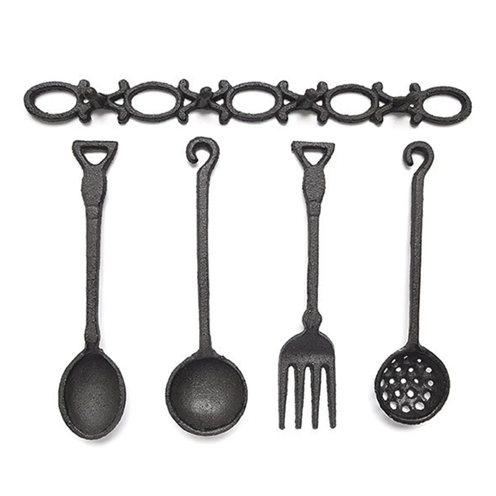 

Cast Iron Pendant Gifts Kitchen Restaurant Bedroom Wall Ornament Art Home Decor Fork Spoon Craft Cutlery Shape Cafe Rustic