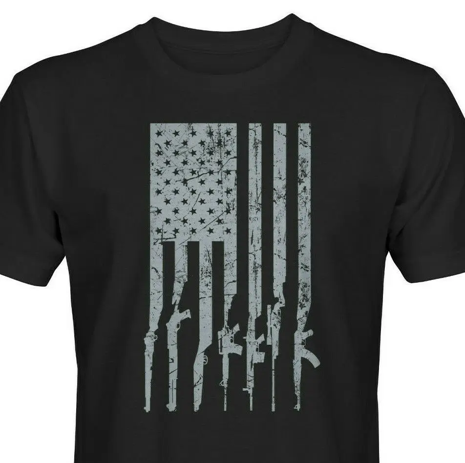 

Unique 2nd Amendment Pro Gun USA Flag Gun Flag T-Shirt. Summer Cotton O-Neck Short Sleeve Mens T Shirt New Size S-3XL
