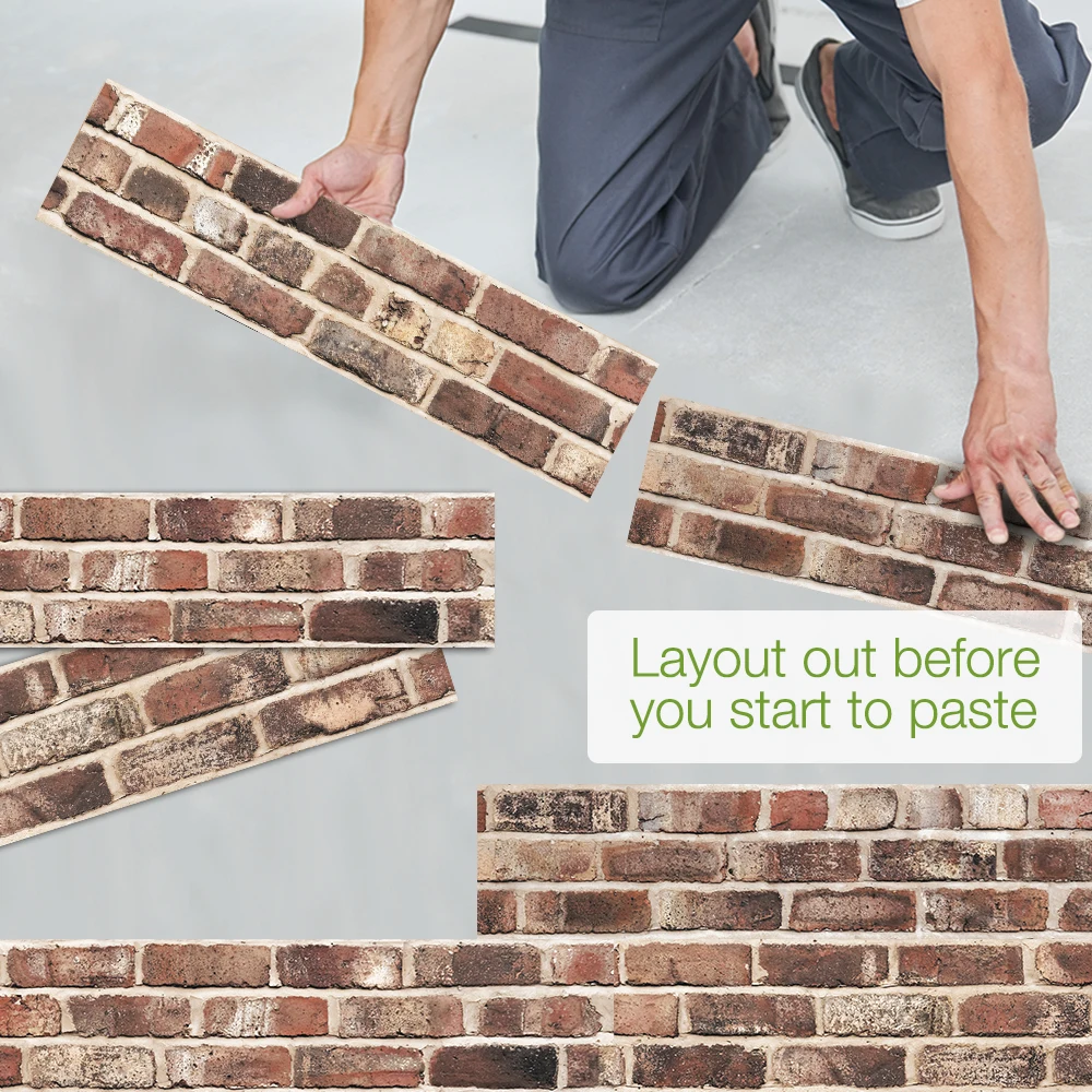 Funlife® Red Brick Tile Stickers Wall stickers Self-Adhesive Waterproof Anti-slip Wallpaper for Kitchen Furniture Bathroom Decor