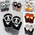 Перчатки унисекс, милый рисунок панды, кошки, Guantes, зимние теплые меховые Плюшевые Вязаные перчатки, женские перчатки высокого качества, безвредные для кожи перчатки