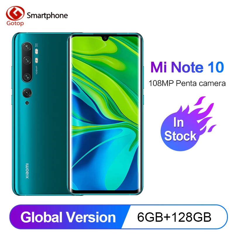 Глобальная версия смартфона Xiaomi Mi Note 10 6 ГБ ОЗУ 128 Гб ПЗУ Snapdragon 730G 108MP Penta Camera 5260 мАч