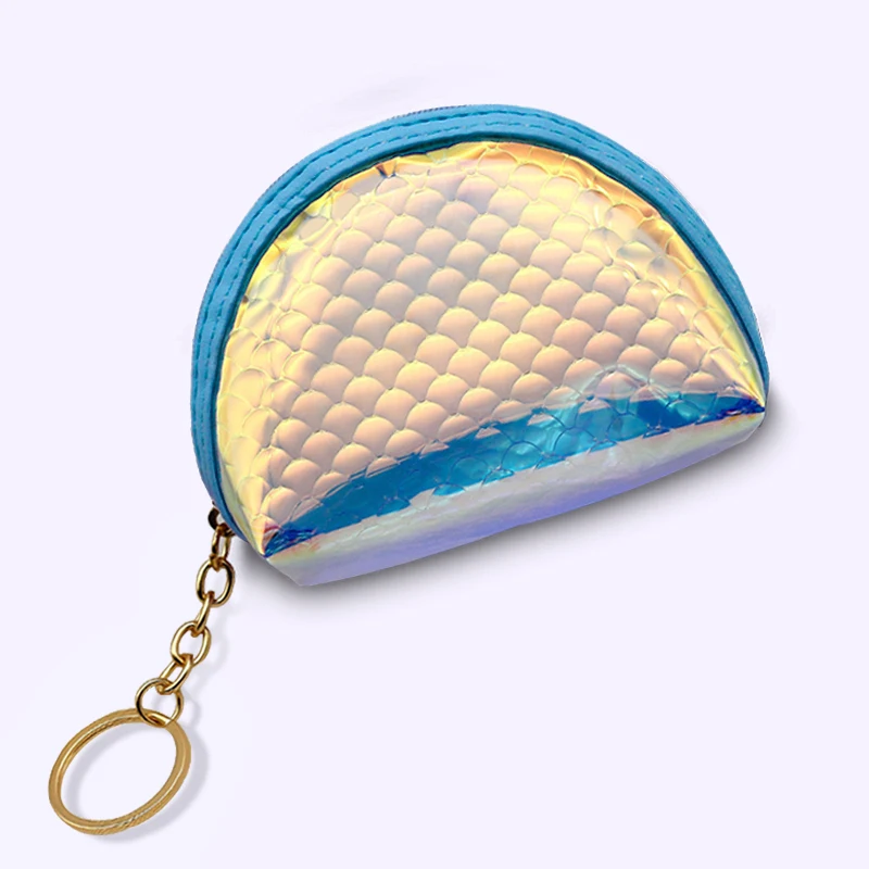 Blue Fish Scale Прозрачная Лазерная оболочка маленькая сумка голографическая женская ПВХ кошельки для монет модная прозрачная сумочка для девочек держатель для карт для детских кошельков - Цвет: Blue Fish Scale