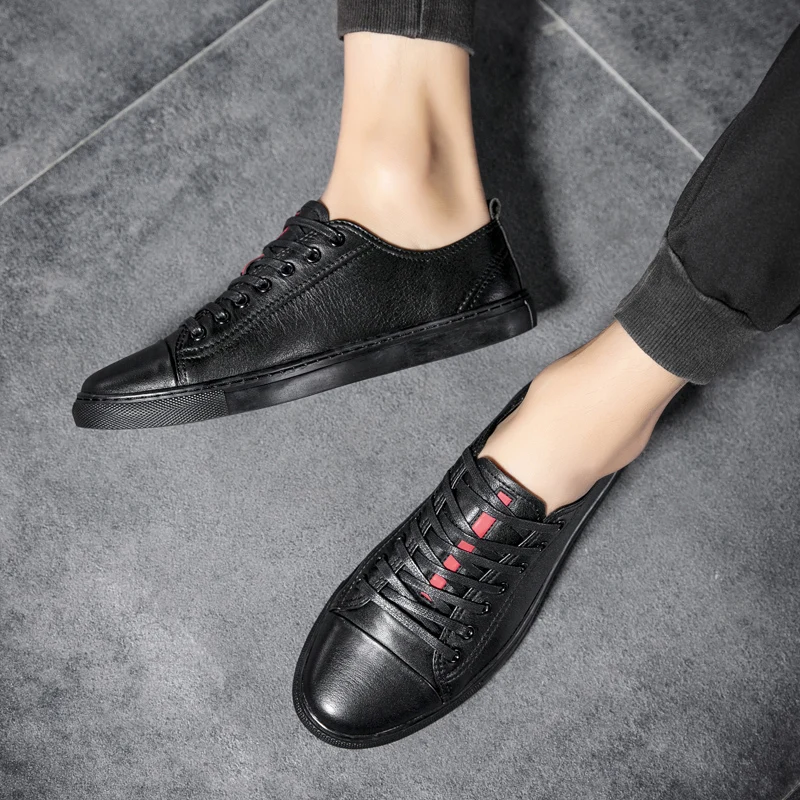 Мужская кожаная повседневная обувь классические модные мужские кроссовки на