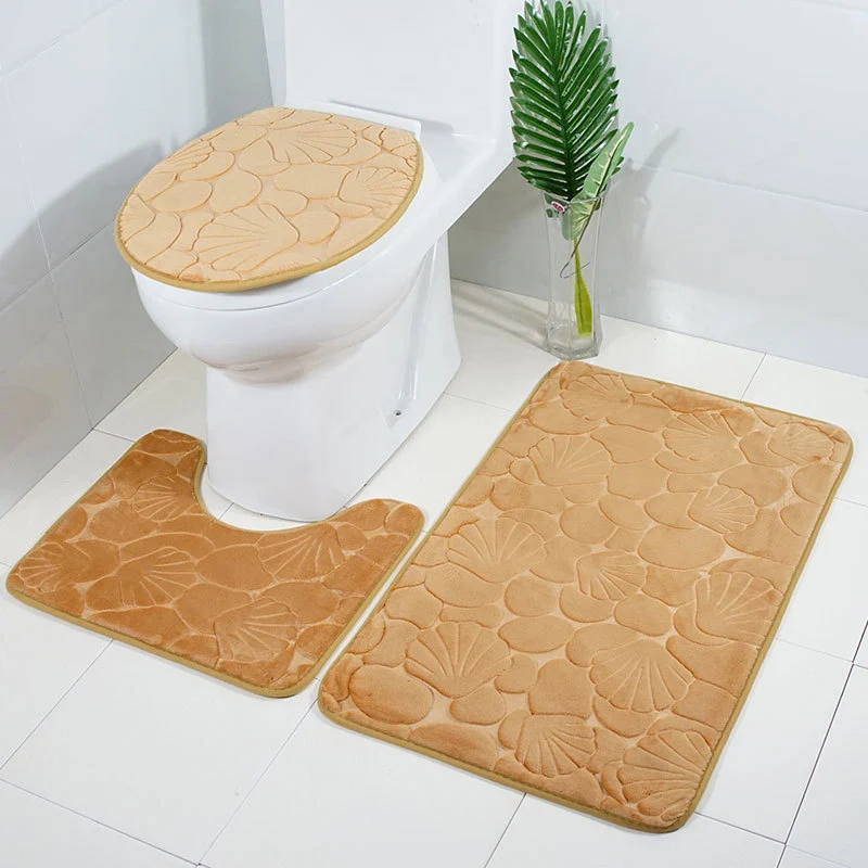 Carpet 3pcs Rug Mat Non Slip Drying Bath Set Quick Super Bathroom Soft U-Shaped Pedestal Toilet And Seat Cover | Дом и сад