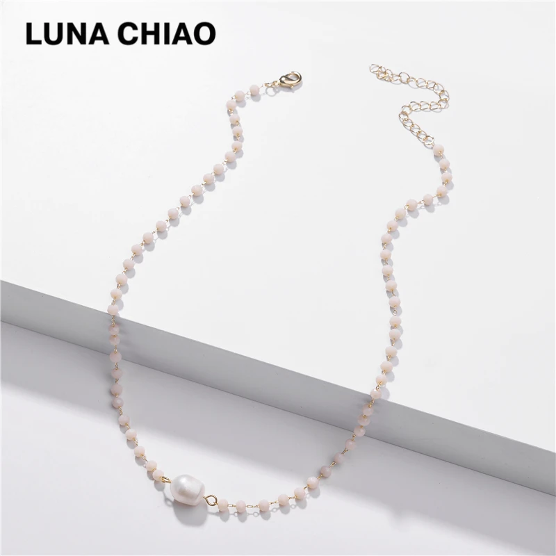 Женское короткое ожерелье LUNA CHIAO изысканные ожерелья из прозрачного бисера с