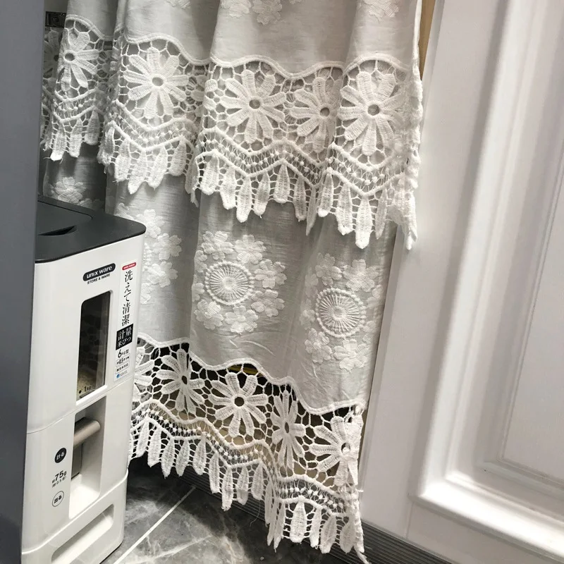 Белый цветок кофе короткие шторы кухонные шторы короткие половина кружевные занавески окна украшения стены двери драпировка экрана и 20