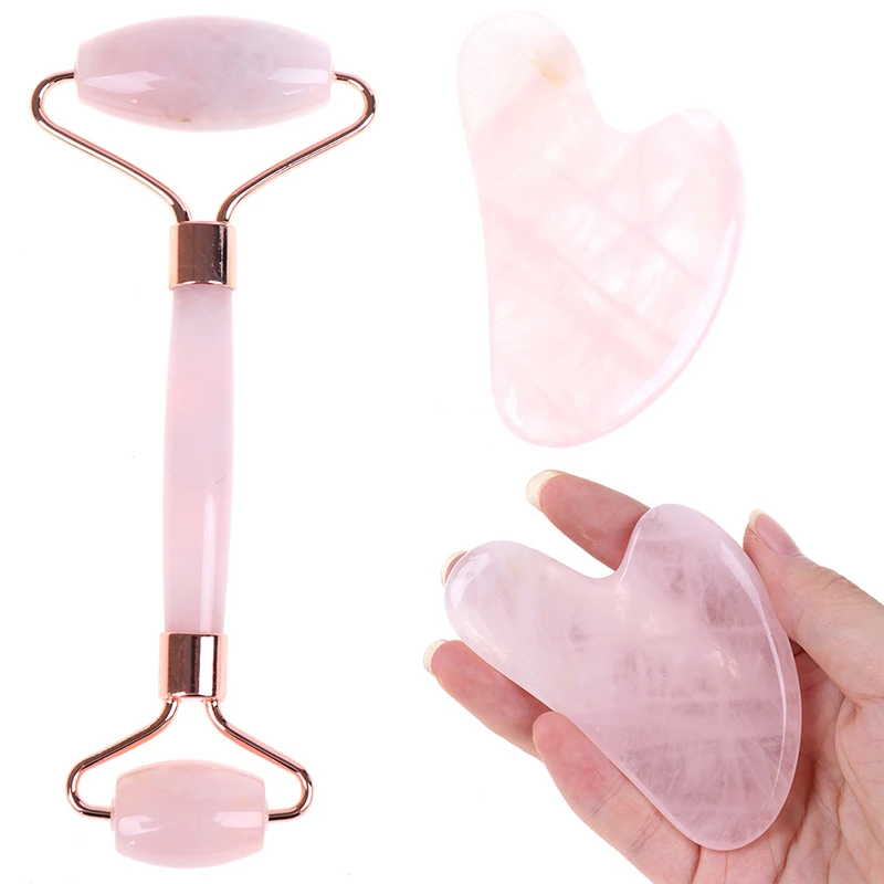 

Pink Quartz Jade Roller Face Slimming Massager Face Lifting Natural Jade Stone Facial Massage Roller Skin Care Beauty Tools