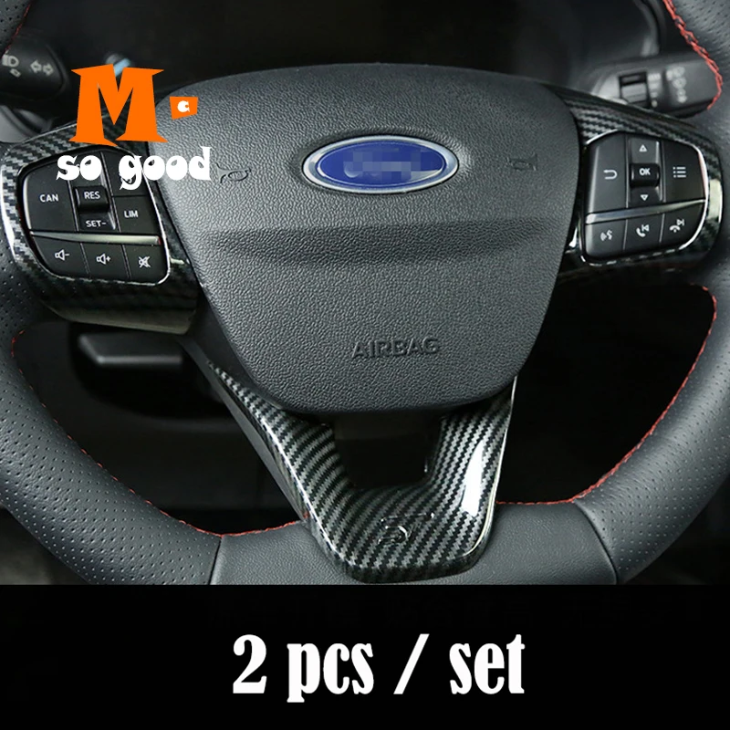 Для Ford Fiesta аксессуары ABS углеродное волокно ST Логотип рулевое колесо отделка кнопка управления рамка Крышка Стайлинг