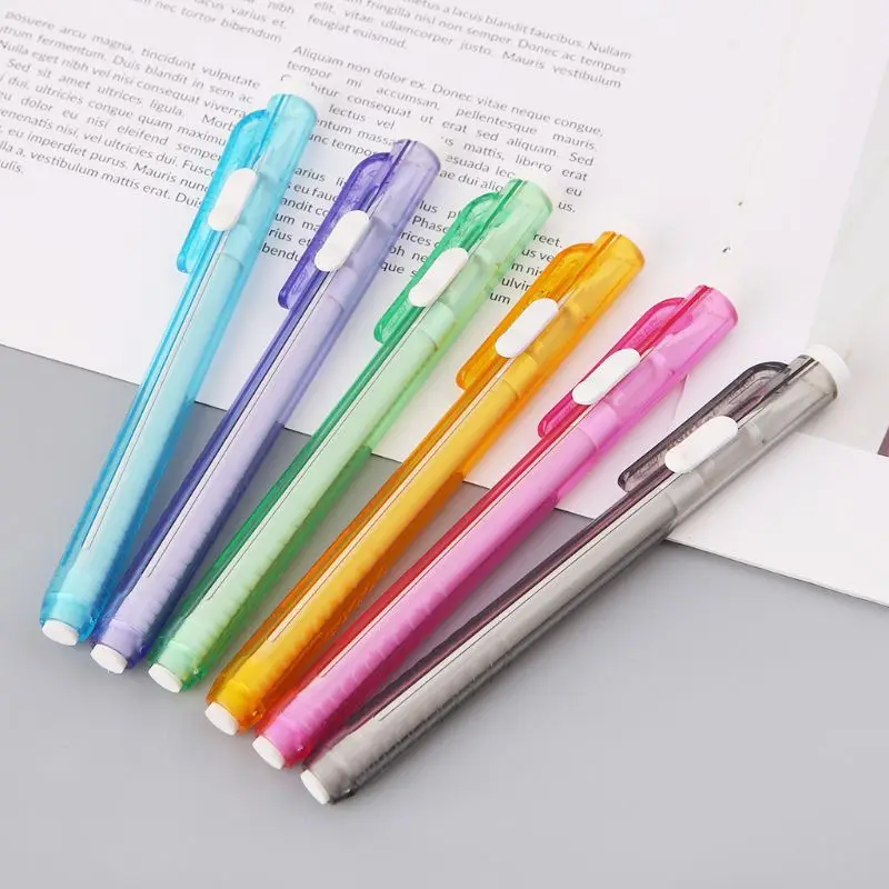 

P82A Creative Press Pen Shaped Eraser Writing Drawing Pencil Erase Student School Office Stationery Learning Painting Accessory