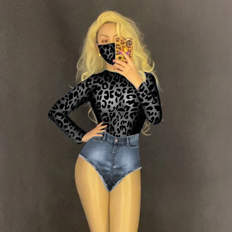 Новый джазовый костюм с леопардовым принтом боди для певцов ночных клубов Dj Ds