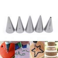 wholesale 5 pcsset round tips stainless steel icing piping nozzles set fondant cake cream decorating pastry tools bakeware