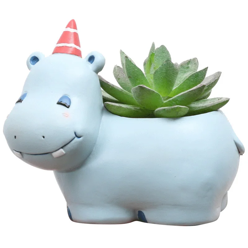 

TECHOME Resin Cartoon Flower Pot Creative Small Natural Succulent Pots Panda Garden Planter Office Desktop Potted Indoor Pot