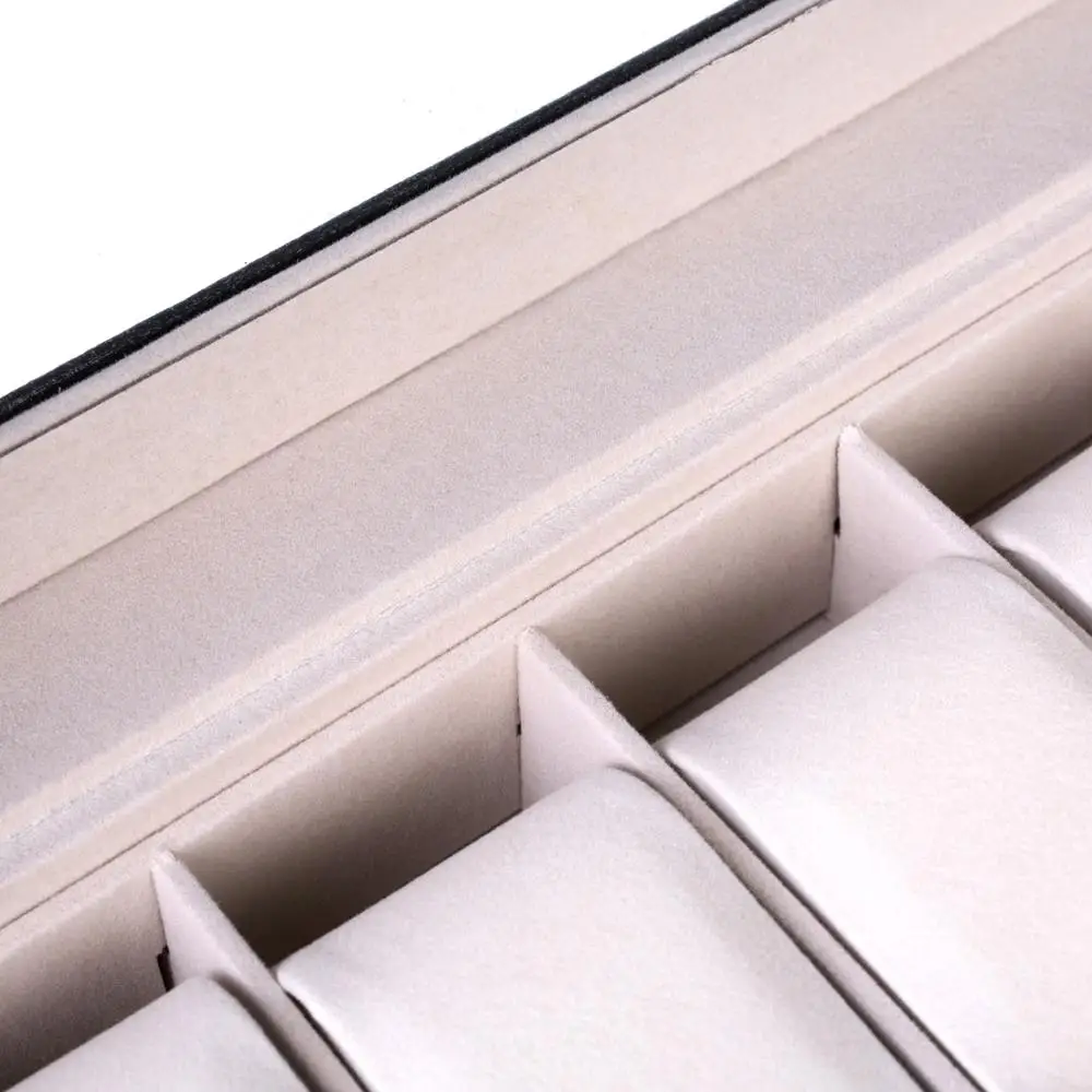 

6 Compartments High-Grade Leather Watch Collection Storage Box Black