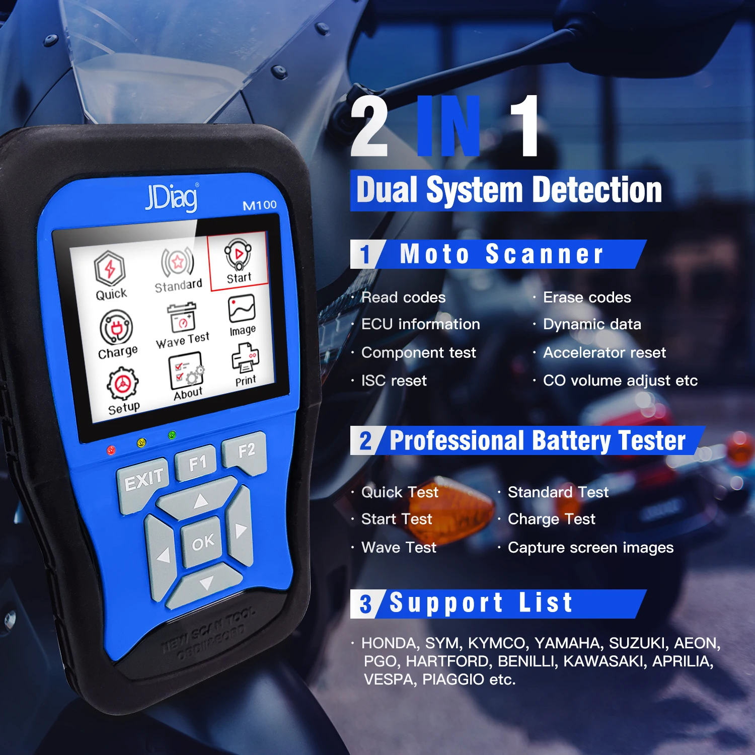 Оригинальный JDiag M100 моторный диагностический инструмент для k-авсаки y-amaha s-Узуки