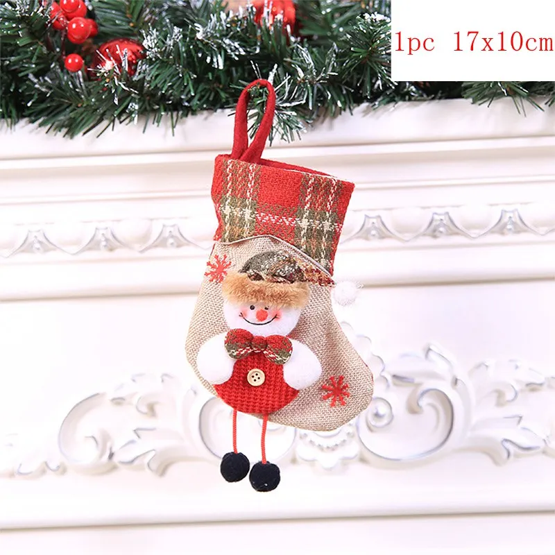 5pc 17x10cm Рождественские чулки, носки, кошка, собака, лось, Navidad, год, мешок для конфет Рождество, украшения, рождественские елки, вечерние подарочные сумки для детей - Цвет: 5pc 17x10cm