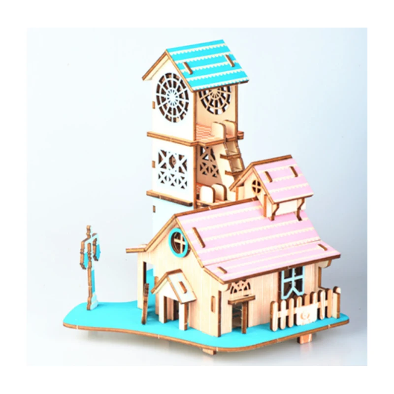 DIY Модель игрушки 3D деревянная головоломка речной банк Леви дом деревянные