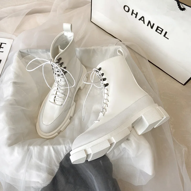 

Punk Platoform Chelsea Boots Women Slip on Solid Mid-Calf Motorcycle Boots Women Designer Winter Shoes Women Botas De Mujer