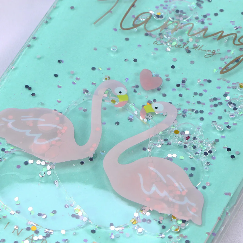 

1pc Quicksand Notepad Flat Weekly Daily Planner Ruled Journals Notebook Note Pads (Love Flamingos)