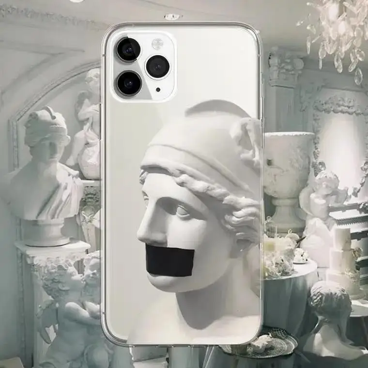 

Phone Case For iPhone 11 12 Pro MAX 6s 7 8 Plus X XR XS SE20 Transparent Cute Cartoon David Soft TPU For iPhone 12 11pro Cover