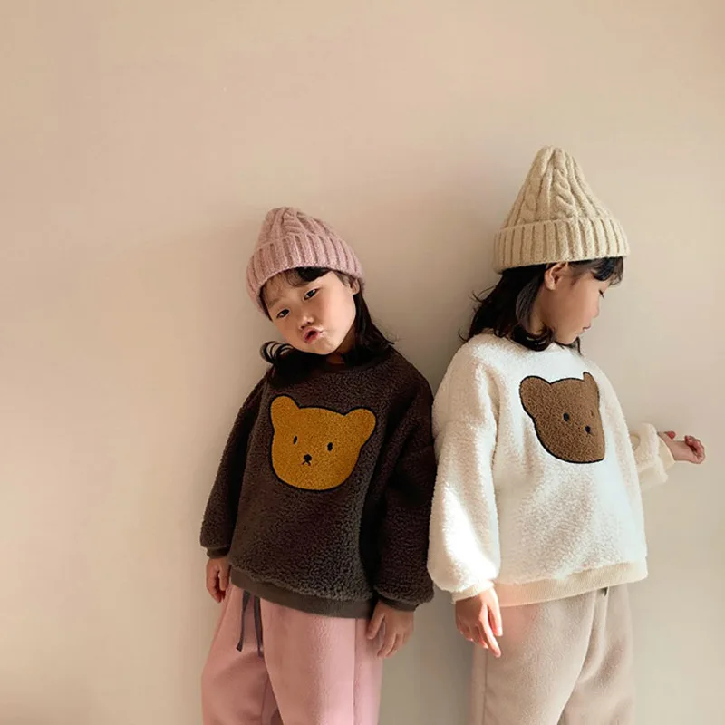 Winter Baby Girls Boys Cute Cartoon Bear Thicken Warm Sweatshirts Tops Kids Children Long Sleeve Hoodies Outerwear |