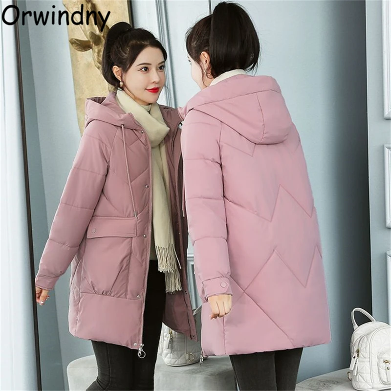 

2022 New Winter Coat Women Hooded Long Jackets Students Fashion Warm Parkas Snow Wear S-3XL Oversized Loose Clothing Orwindny