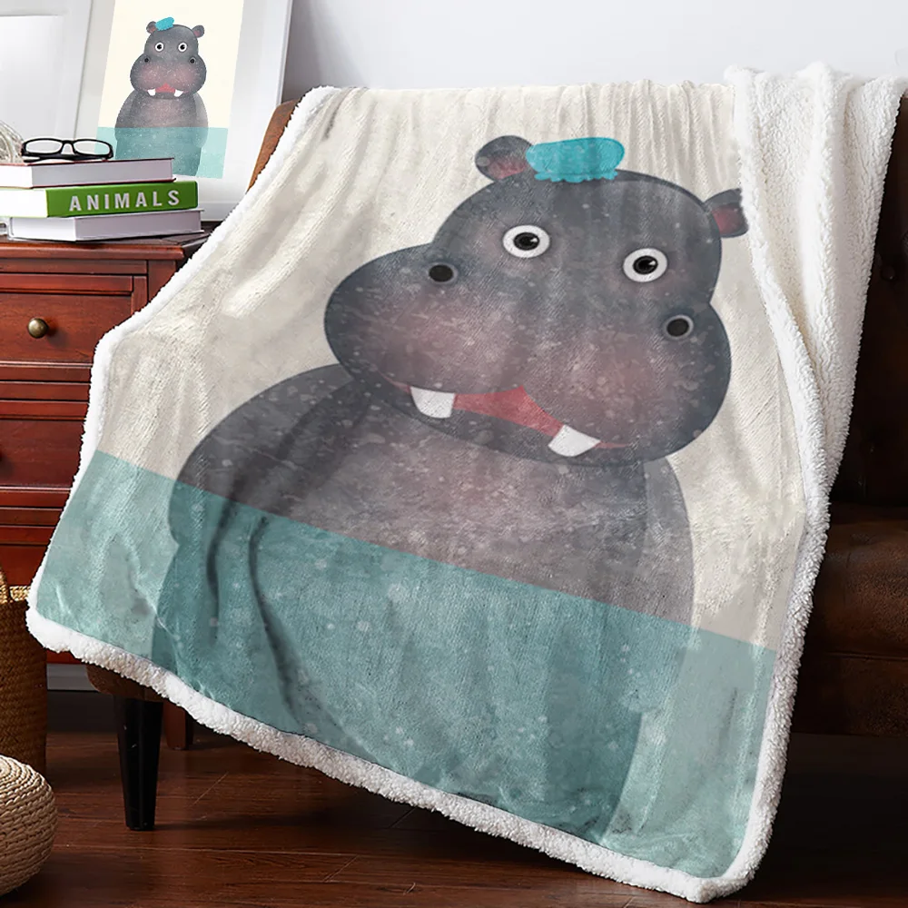 Зимнее кашемировое одеяло гиппопопотамус купальное животное мультяшное