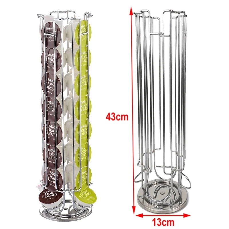 

Storage 24/32PCS Dolce Gusto Stand Display Rack Rotatable Coffee Pods Plating Holder 2020 Fashion Capsule Black High-Capacity
