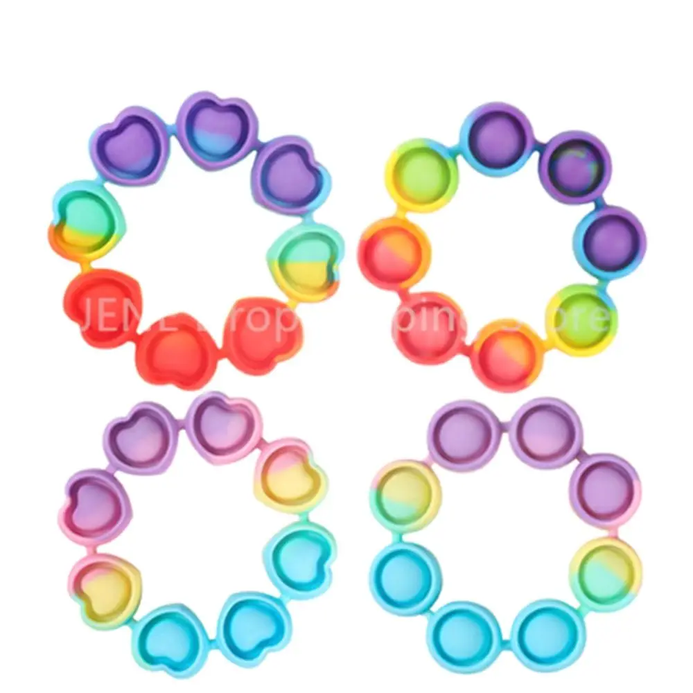 

Fashion Stress Relief Round Heart Shape Bubble Pop Sensory Squeeze Toy Popper Bracelet Popping Poppet Wristband Fidget Toys