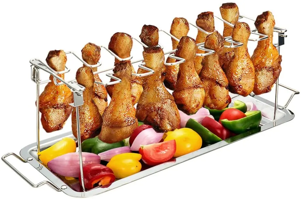 Chicken Leg Wing Rack 14 Slots Stainless Steel Metal Roaster