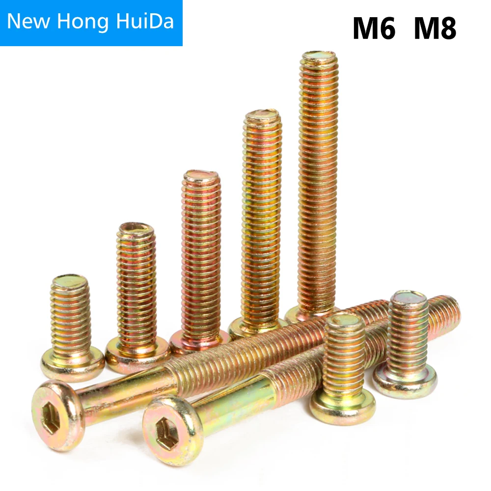 M6 Hex Drive Allen Socket Cap Furniture Screws Metric Thread Barrel Bolt Nut Zinc Plated for Furniture Cots Beds Crib and Chairs