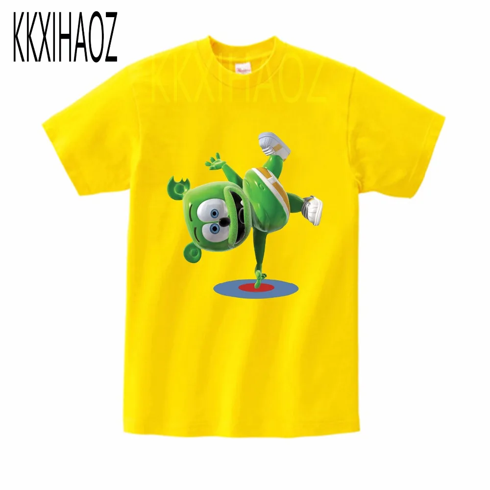 

Летняя Новинка, модная детская футболка, Повседневная крутая футболка с принтом жевательных медведей, летняя футболка для мальчиков и дево...