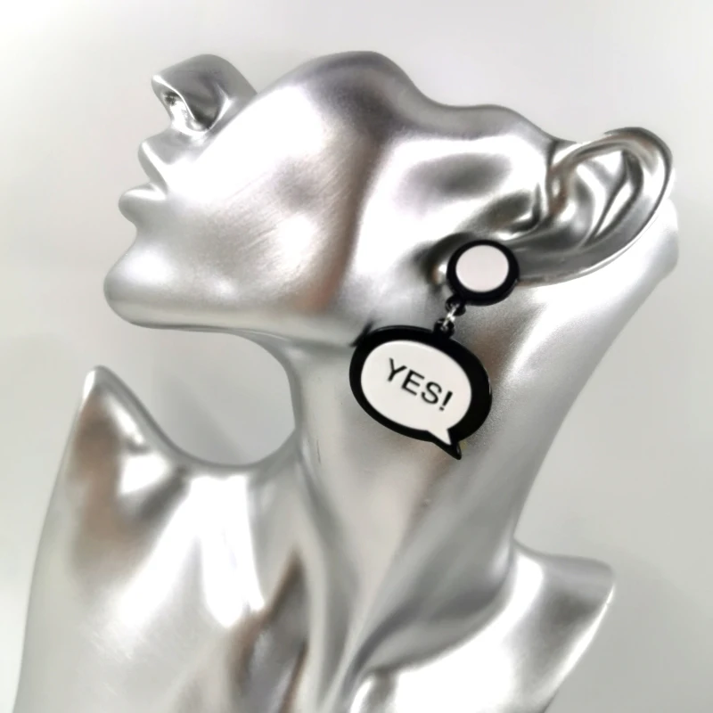 

Punk Yes No Letters Acrylic Drop Earrings For Women Girl Personality Long Earrings Pendant Hip Hop Night Club Party Jewelry Gift