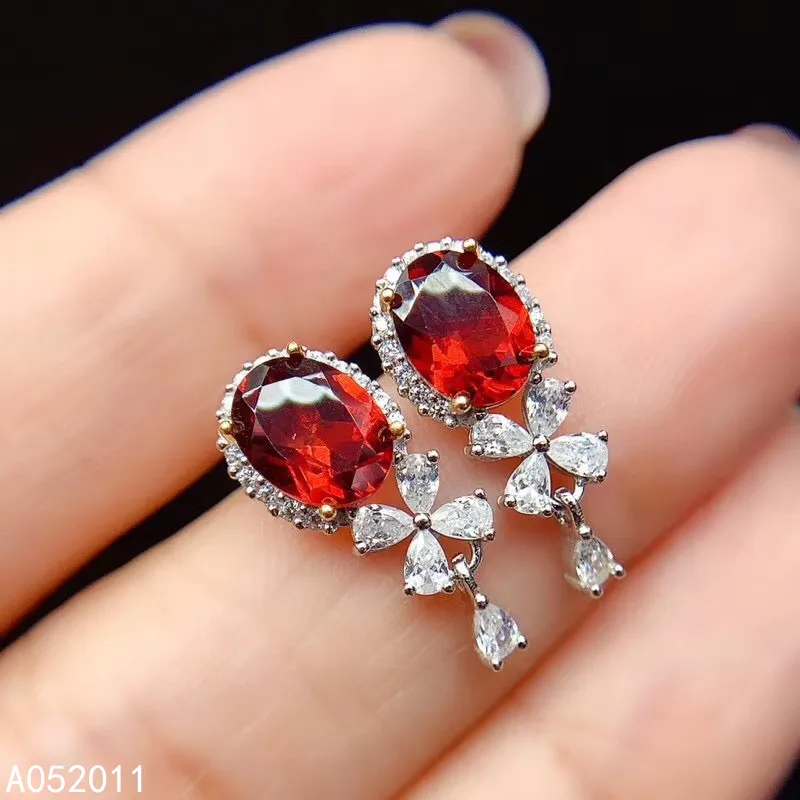 

KJJEAXCMY fine jewelry natural Garnet 925 sterling silver trendy girl earrings new Ear Studs support test hot selling