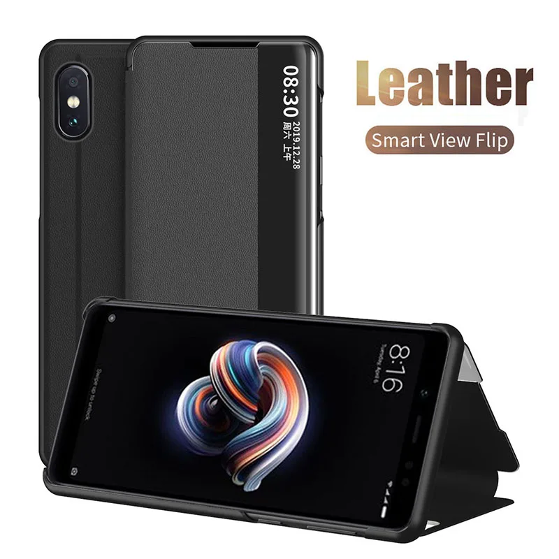 Умный кожаный флип чехол для телефона Xiaomi Redmi 9 9A 9C Note 8 T Pro 5 6 7 8A 7A ударопрочный