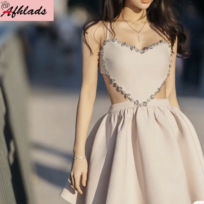 

Платье женское с открытой спиной, вечернее ажурное роскошное пикантное с высокой талией, на бретелях-спагетти, без рукавов, для ночного клуб...