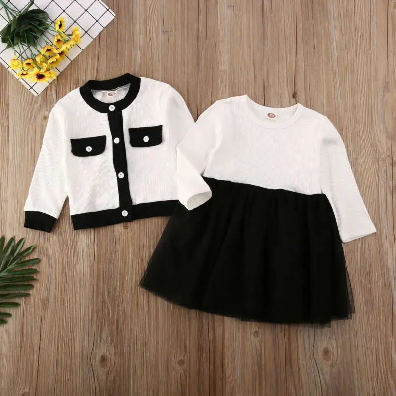 Комплекты модной одежды для маленьких девочек верхняя одежда с длинными