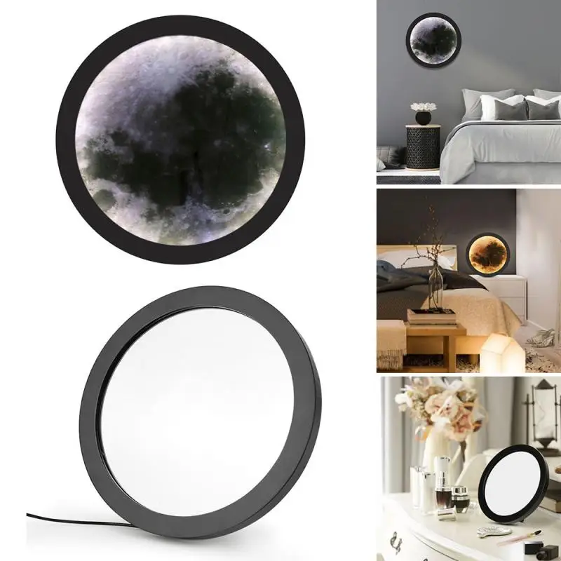 

New USB Port Moon Glowing Mirror Lighting Dressing Table Vanity Mirror Wall Hanging Lamp Home Decoration Lighting 20/25cm