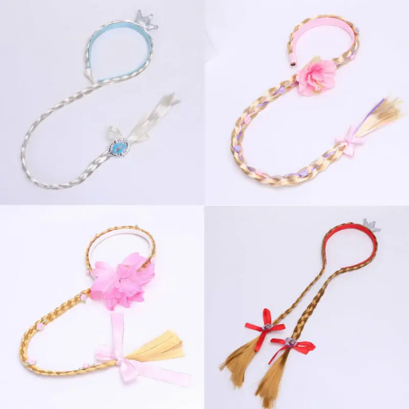 

16 Styles Kids Girls Blonde Cosplay Weaving Braid Tangled Rapunzel Princess Headband Hair Accesorries Girl Wig Headwear